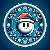 Grinch-style Pac-Man image in a winter snowflake design