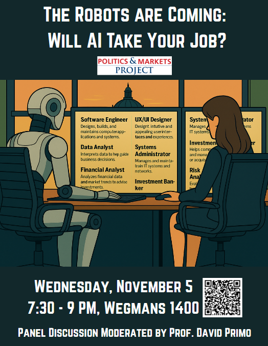 A poster of a robot at a table AI-generated content may be incorrect.